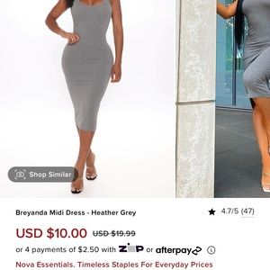Fashion Nova - Grey Midi Sun dress size L